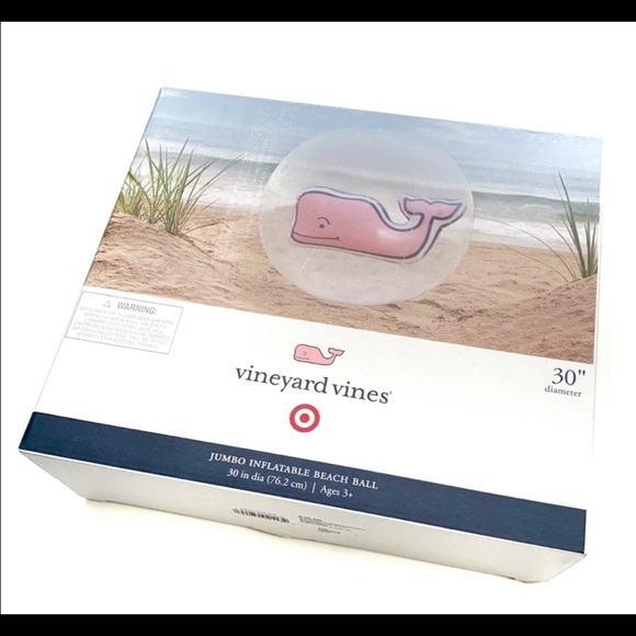 NWT vineyard vines 30” beach ball discontinued clear w/white blue pink white - Picture 4 of 6